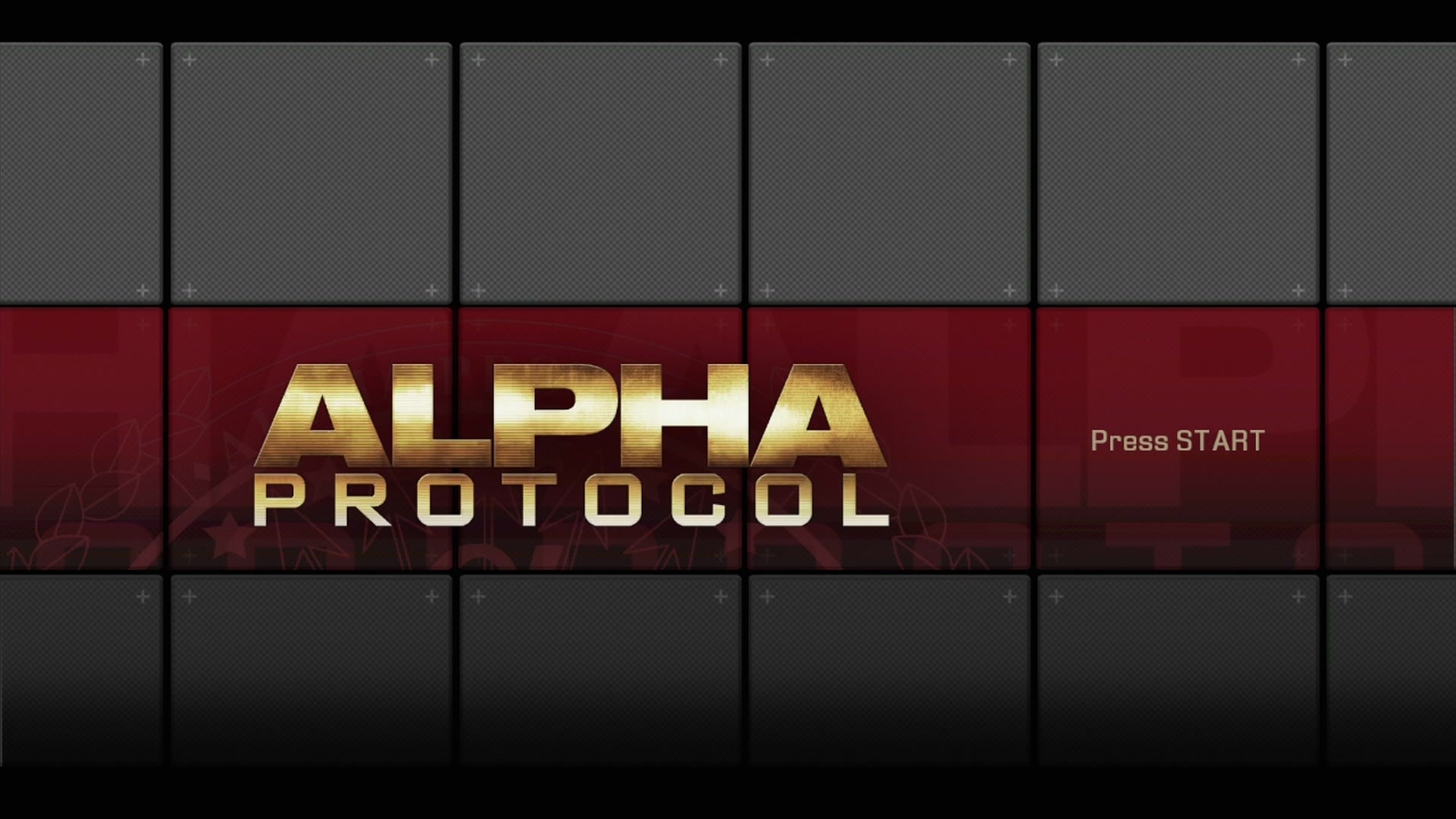 Alpha Protocol title screen for Xbox 360